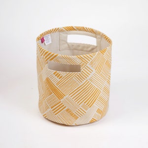 Canvas basket, yellow stipe print, storage basket, fabric bin, sizes available