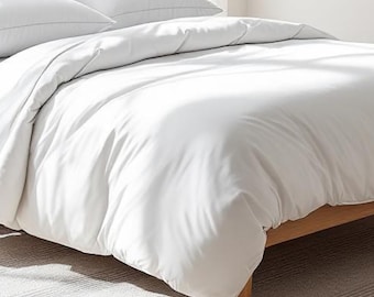 300TC dekbedovertrek van puur katoen, witte kleur