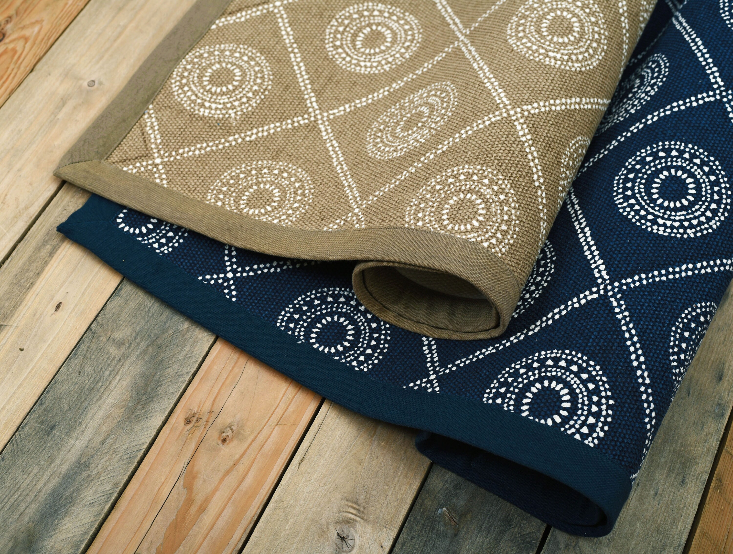 Indigo Cotton Printed Rug, Geometric Tribal Print, Rustic Decor (24x36 ...