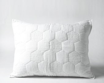Weiße sechseckige Steppkissenbezüge, 100 % Baumwolle, Größen verfügbar
