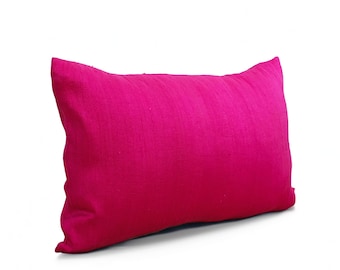 Silk pillow, Bright pink color,  lumbar pillowcover, size 12&quot;X20&quot;, other sizes available