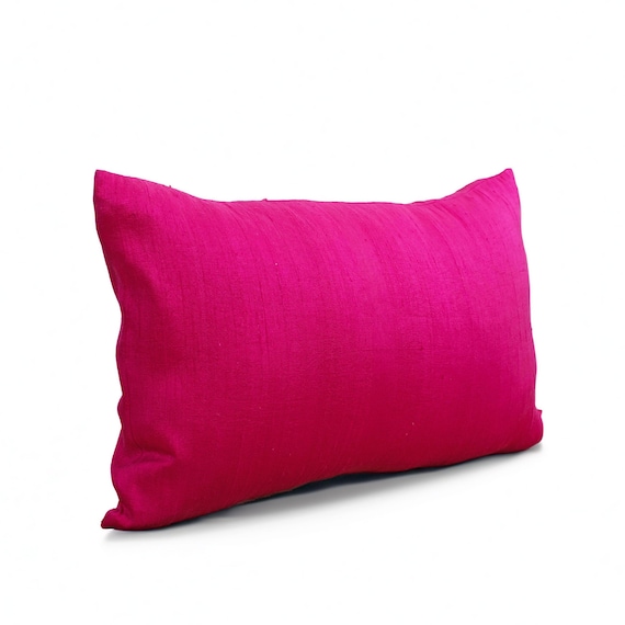 Silk pillow, Bright pink color,  lumbar pillowcover, size 12"X20", other sizes available