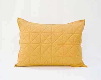 MUSTARD cotton Quilted pillow cases with diamond pattern quilting, Sizes available