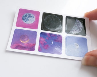 Moon Sticker Sheet ~ Mini Sticker Sheet ~ Moon Phases