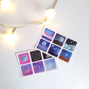 Maan Stickers ~ Set van twee maan sticker vellen