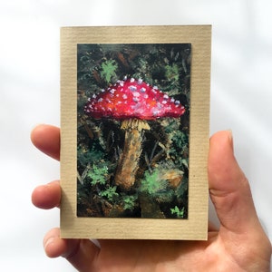 Petite carte champignon ~ Cartes de correspondance recyclées
