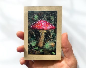 Tiny Mushroom Card ~ Recycled Note Cards