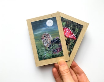 Blank Notecards ~ Eco Friendly Little Note Cards ~ Mushroom Cards ~ Mouse Cards