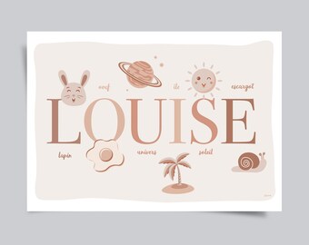 Cyfrowy plakat alfabetyczny z imieniem dziecka