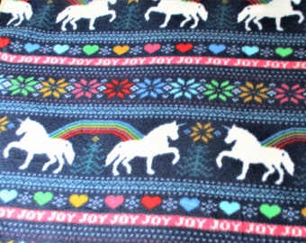 Unicorn Star Rainbow Hearts Fleece Throw Blanket