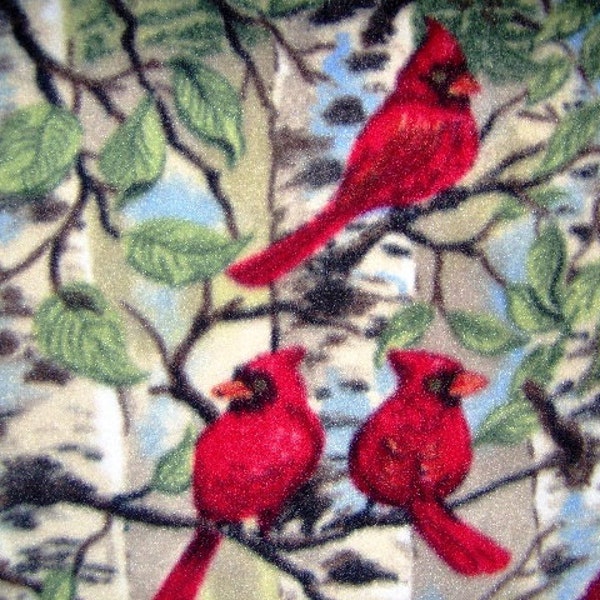 Cardinals Birch Trees Fleece Throw FREE SHIPPING