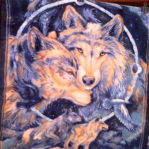 Wolf Raven Spirit Guide Shaman Fleece Throw