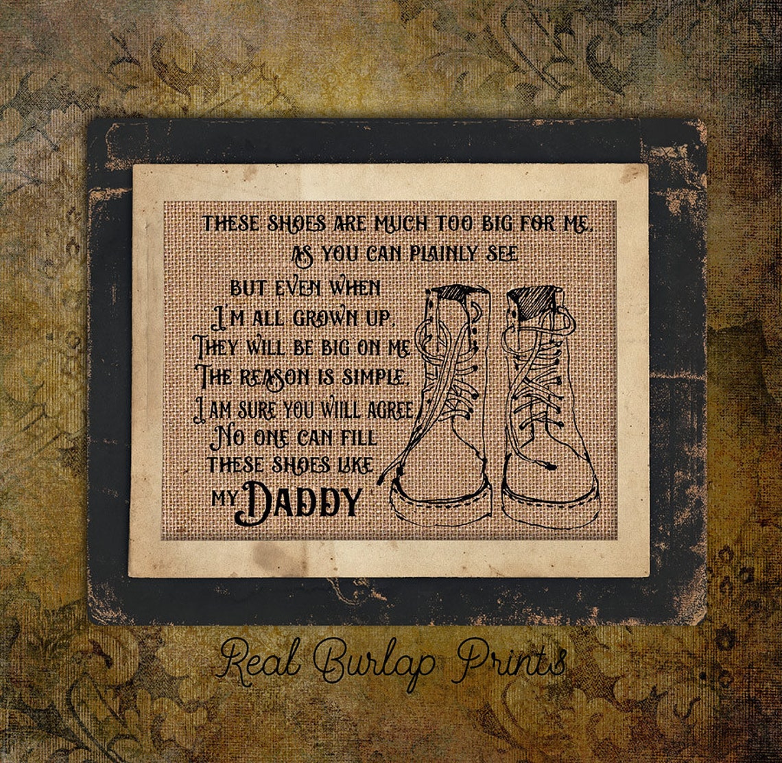 Daddy For Dad Daddy's Shoes Poem Father's Day Etsy