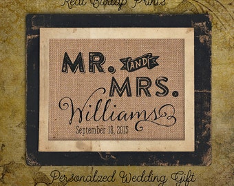 Wedding Day | Bride and Groom | Date | 8x10 |  Digital Burlap style Print | Personalized | #0005