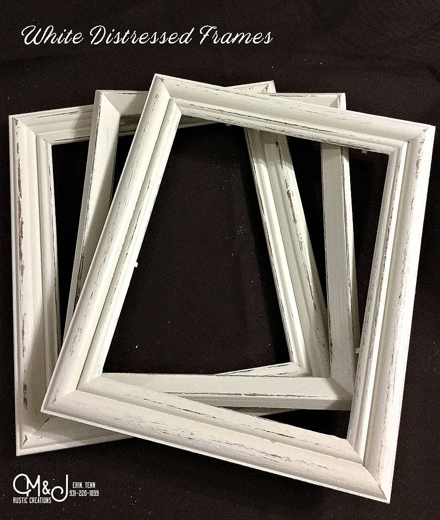 White Distressed Picture Frame 8x10 5x7 4x6 11x14 Re Etsy