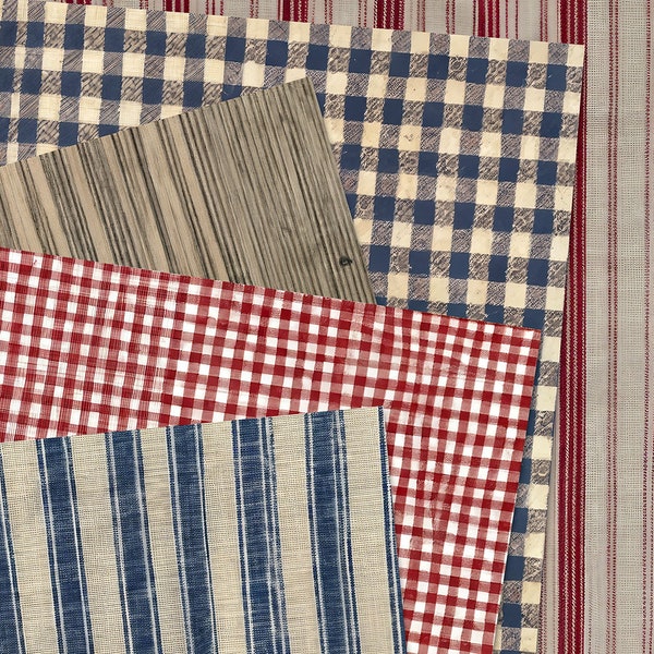 42 Vintage Style Ticking Fabric Scrapbook Papers