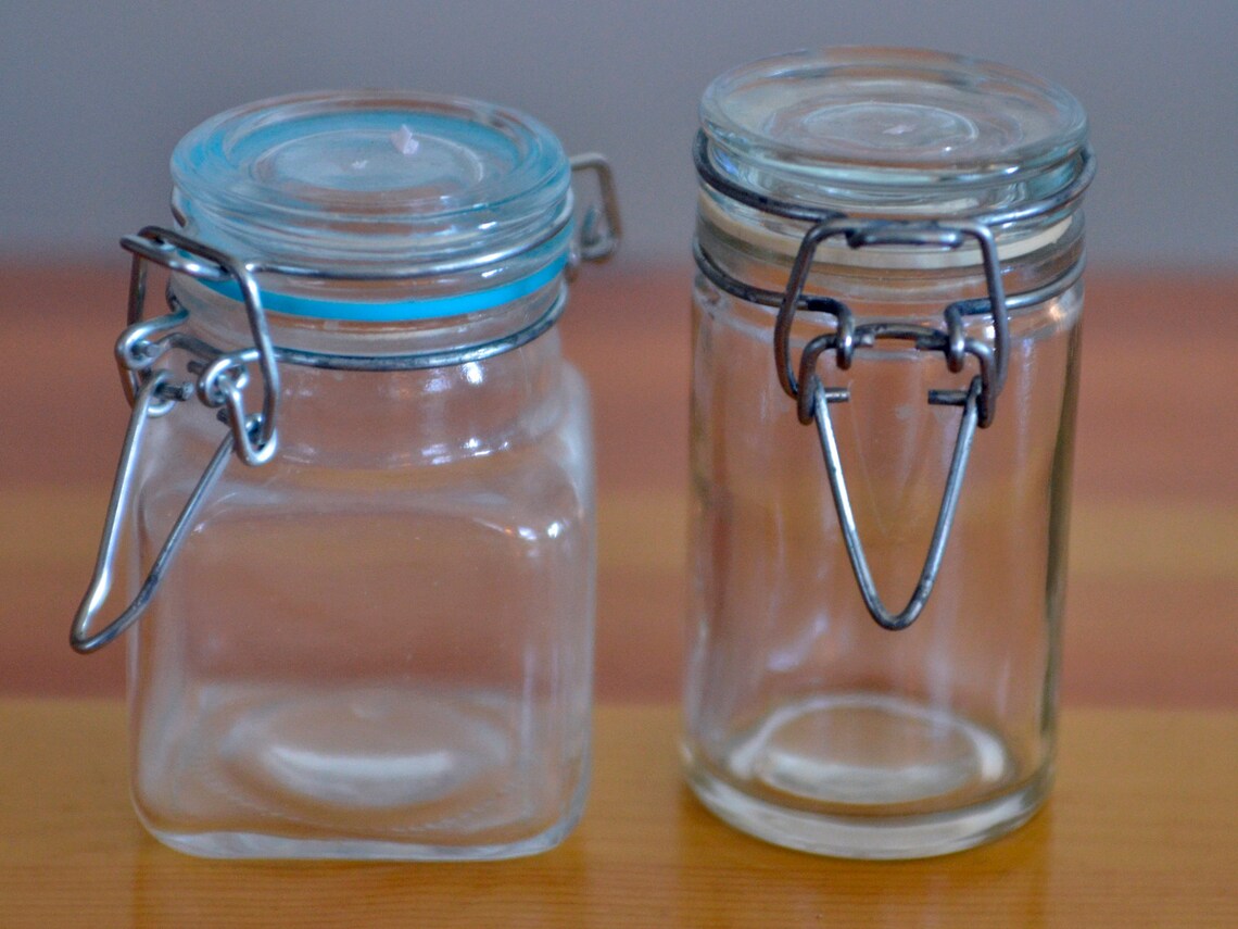 Mini Locking Clip/Metal Catch Clear Glass Jars Etsy