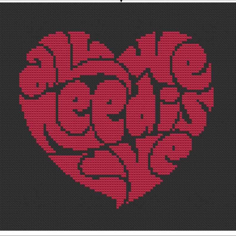 All We Need is Love Cross Stitch Pattern PDF Instant Etsy UK