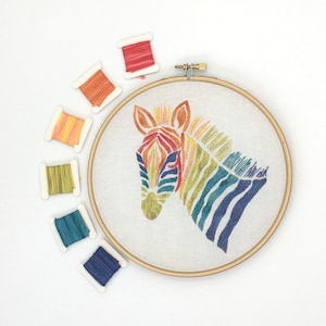 Kit de broderie - Kit de broderie zèbre arc-en-ciel
