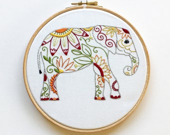 Elephant Embroidery Pattern - Pre-Printed Fabric for embroidery
