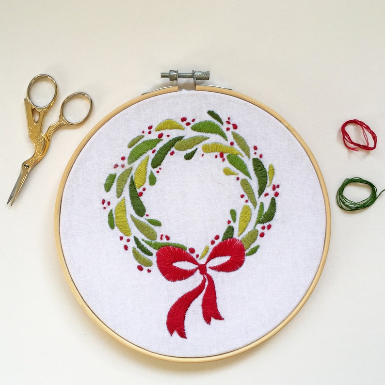 Christmas Embroidery Kit Christmas Wreath Embroidery Etsy UK