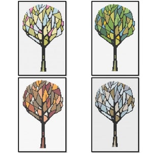 4 Seasons Tree Cross Stitch Pattern PDF - Set of Four ** Instant Download **