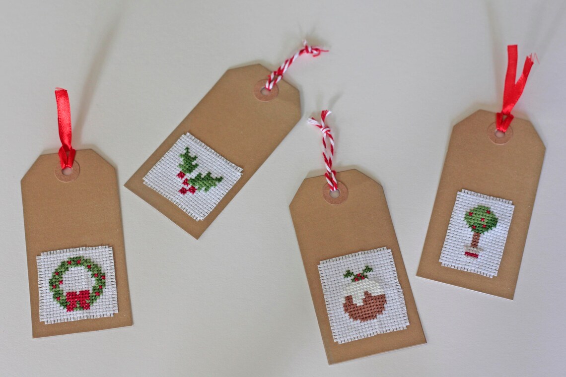 Traditional Cross Stitch Christmas Gift Tag Pattern PDF Etsy
