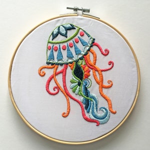 Jellyfish Embroidery Pattern - Pre-Printed Fabric for embroidery