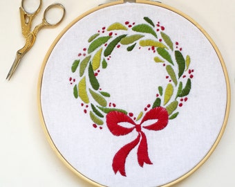 Christmas Embroidery Kit - Christmas Wreath Embroidery