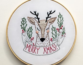 Christmas Embroidery Pattern - Pre-Printed Fabric for embroidery