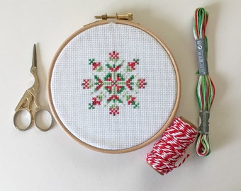 Snowflake Cross Stitch Kit - Mini Snowflake Cross Stitch - Simple Cross Stitch