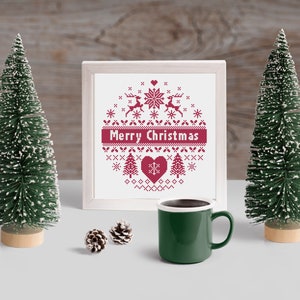 Kit punto croce di Natale scandinavo - Punto croce di Natale in stile scandinavo, Cerchio di Natale, Punto croce semplice, Punto croce per principianti
