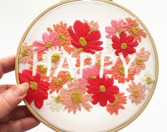 Floral Embroidery Pattern - Pre-Printed Fabric for embroidery