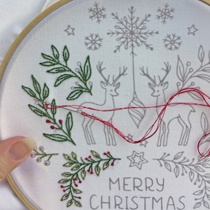 Christmas Embroidery - Pre-Printed Fabric for embroidery