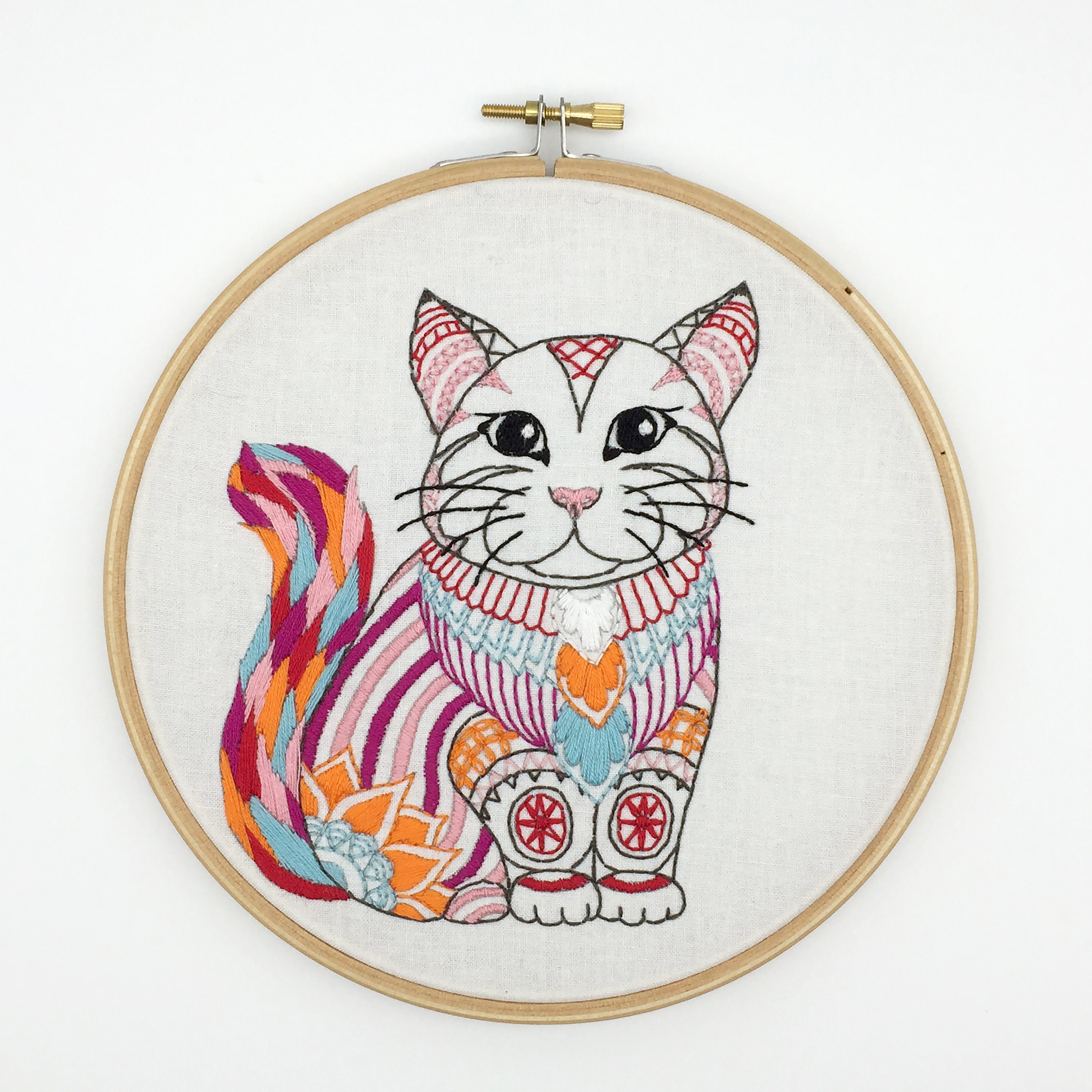 INFUNLY 4 Pack Embroidery Starter Kit Black Cat Cross Stitch Kit