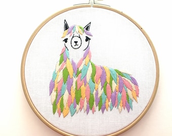 Llama Embroidery Pattern - Pre-Printed Fabric for embroidery