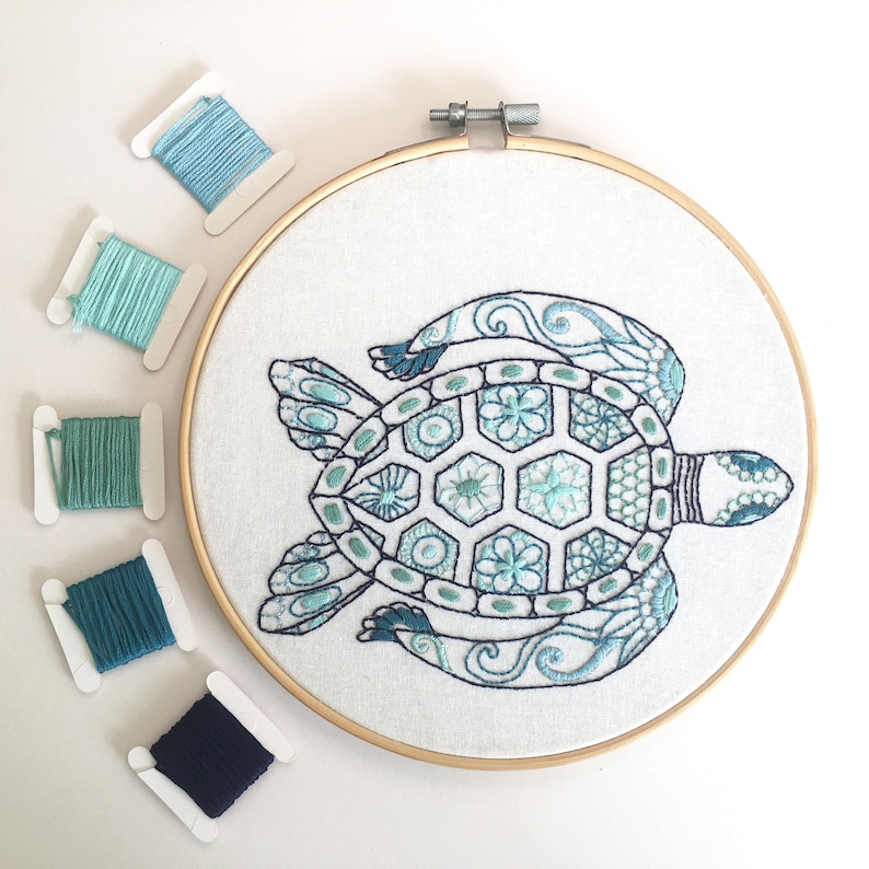 Embroidery Kit Turtle Hand Embroidery Etsy UK