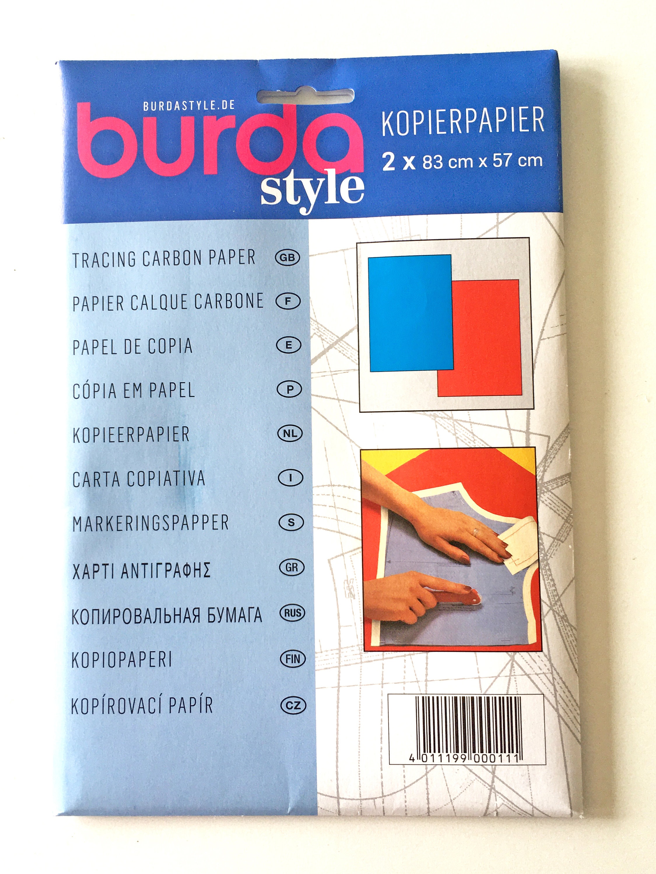 Sewing Pattern Carbon Tracing Paper by CRE, Transfer Patterns to Fabric - 2  Large 18x26 Sheets