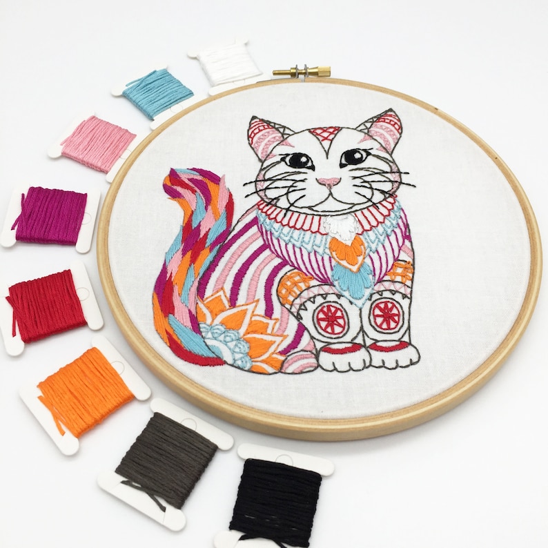 Embroidery Kit Cat Embroidery Kit image 8