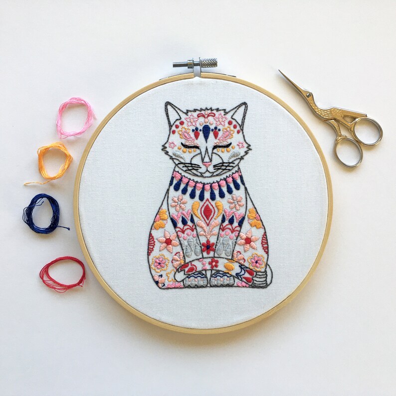 Embroidery Kit Cat Embroidery Kit Etsy UK