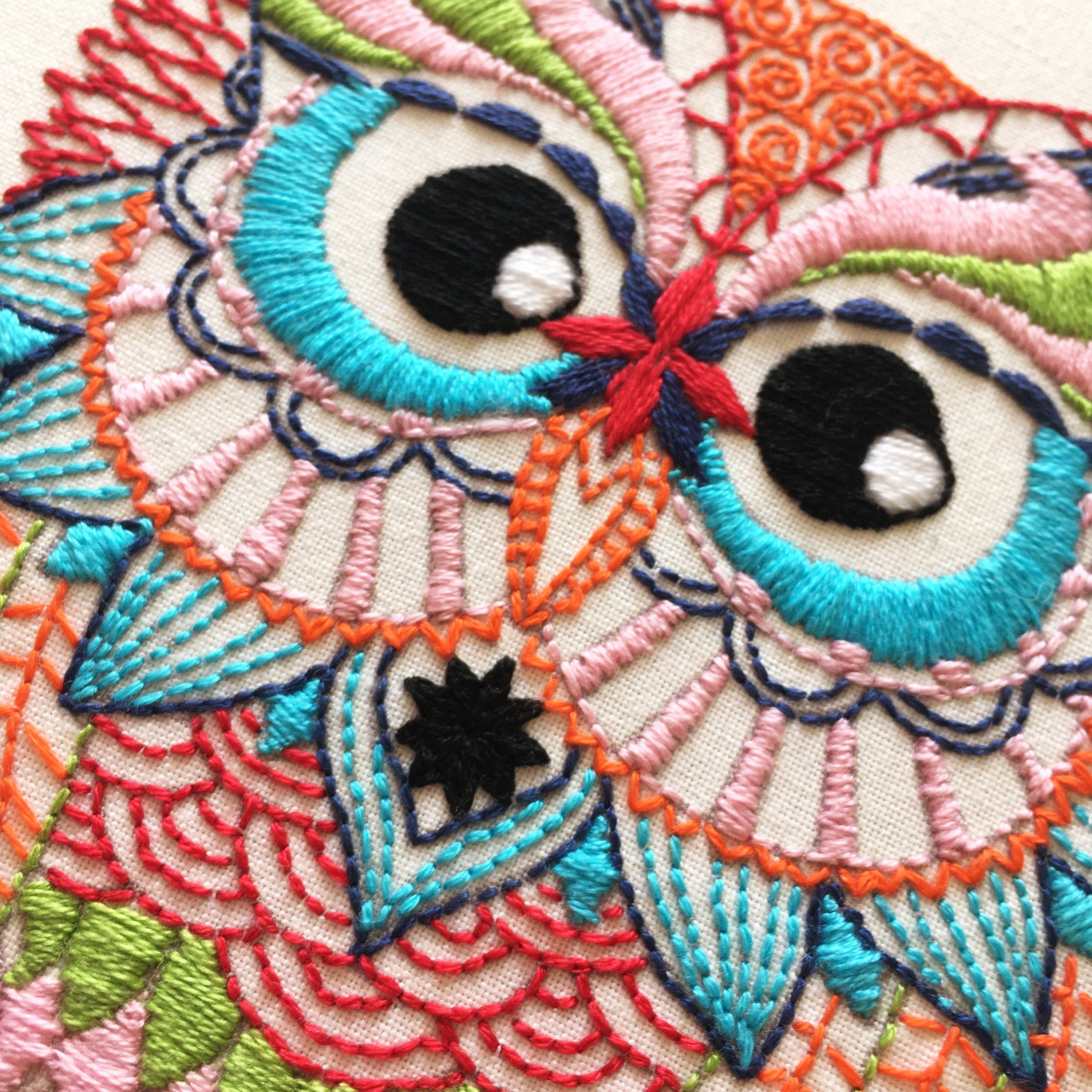 Owl Embroidery Pattern Preprinted Fabric for Embroidery Etsy