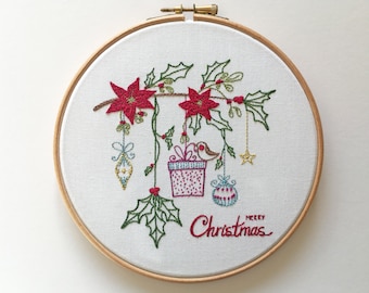 Christmas Embroidery - Pre-Printed Fabric for embroidery