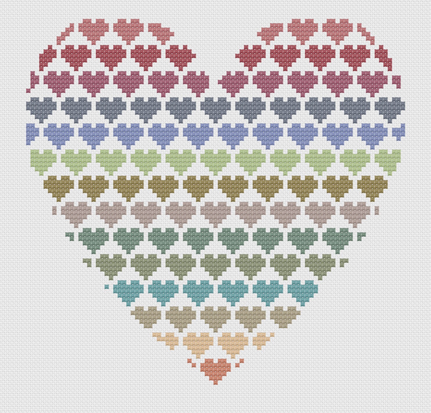 Hearts Cross Stitch Pattern PDF Instant Download | Etsy