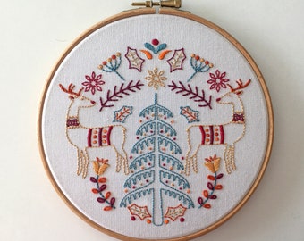 Christmas Embroidery - Pre-Printed Fabric for embroidery