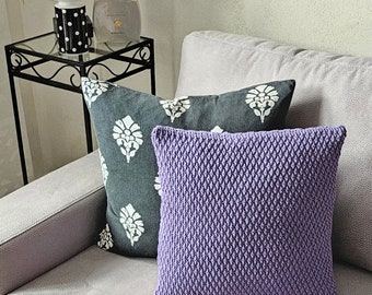 Coussin tricoté, coton, violet, coussin décoratif, coussin tricoté, taie d'oreiller