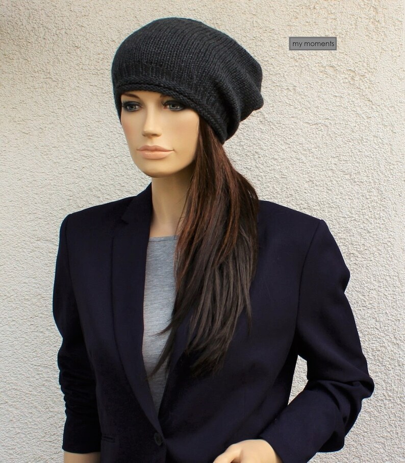 woolen cap knitted hat slouch hat knitted cap hat Slouch CAP anthrazite