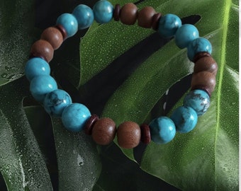 Bracelet perles, jaspe, santal, pierre naturelle, unisexe, élastique, femme, homme, bracelet