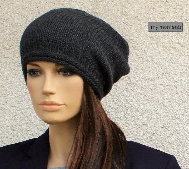 woolen cap knitted hat slouch hat knitted cap hat Slouch CAP anthrazite