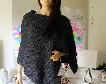 PONCHO Wool / Alpaka grey melange