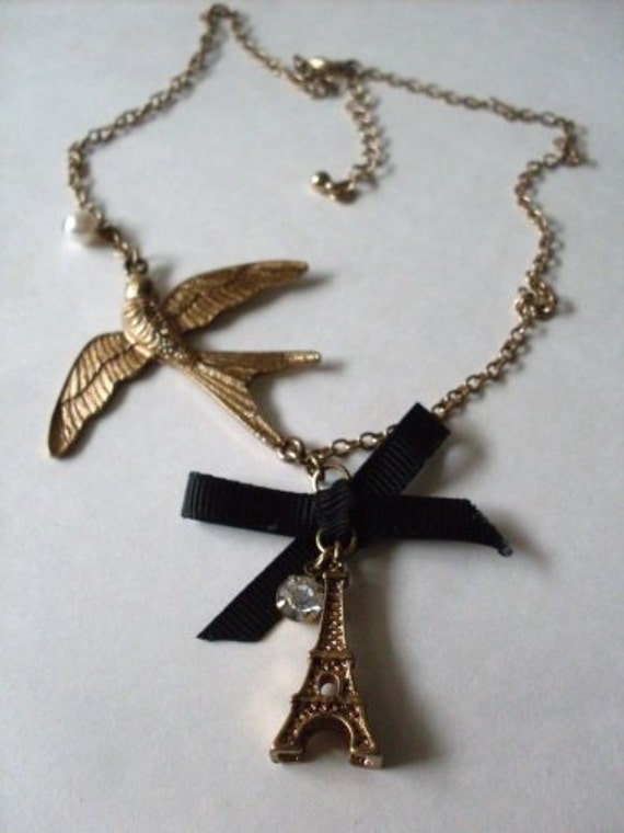 Jewelry Eiffel Tower Bird Necklace  TheWareHouseSh